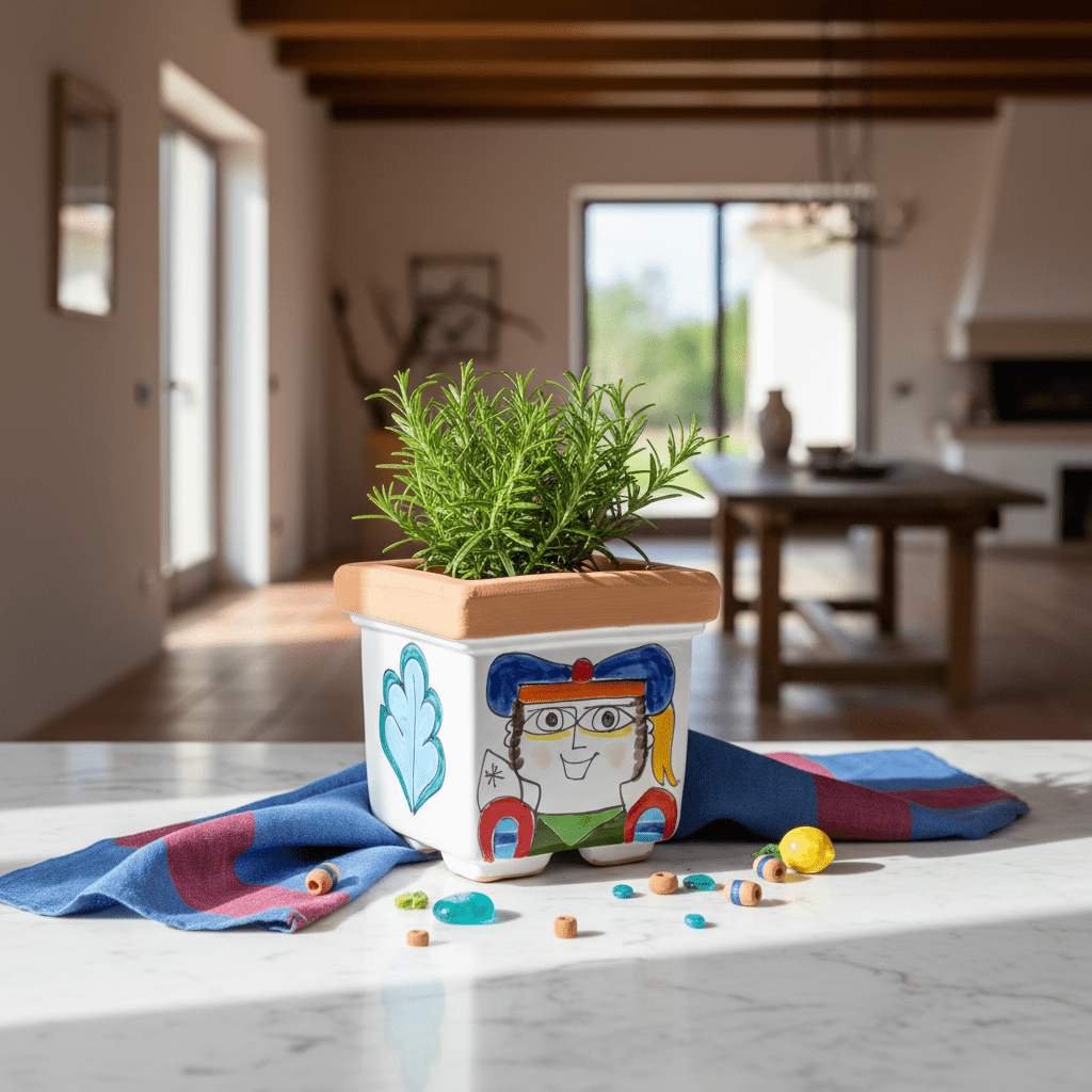 Vaso porta pianta quadrato Pesce - Sua Maestà Sicilia