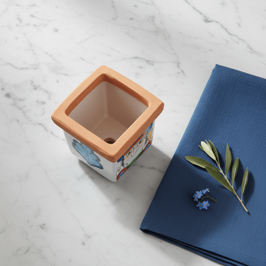 Vaso porta pianta quadrato Pesce - Sua Maestà Sicilia