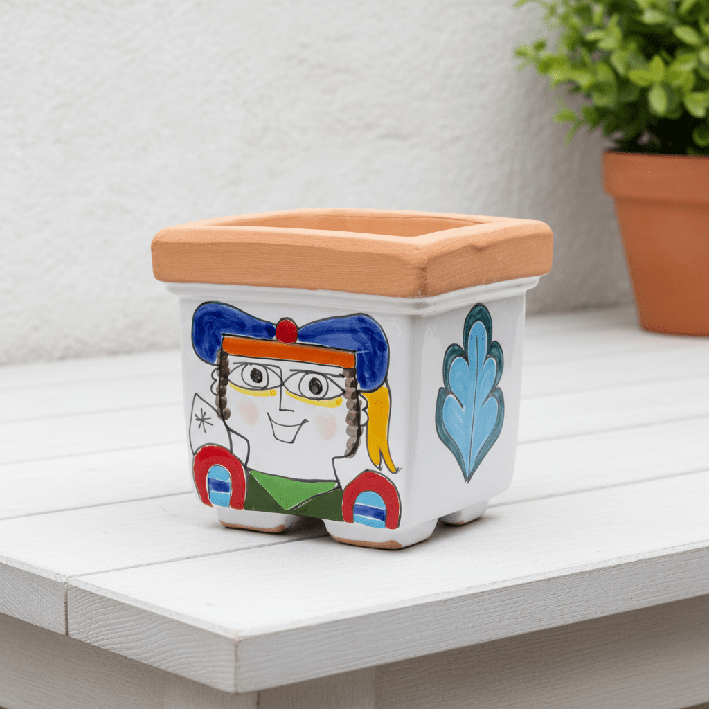 Vaso porta pianta quadrato Pesce - Sua Maestà Sicilia