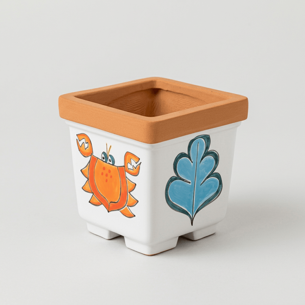 Vaso quadrato porta pianta Pesce - Sua Maestà Sicilia