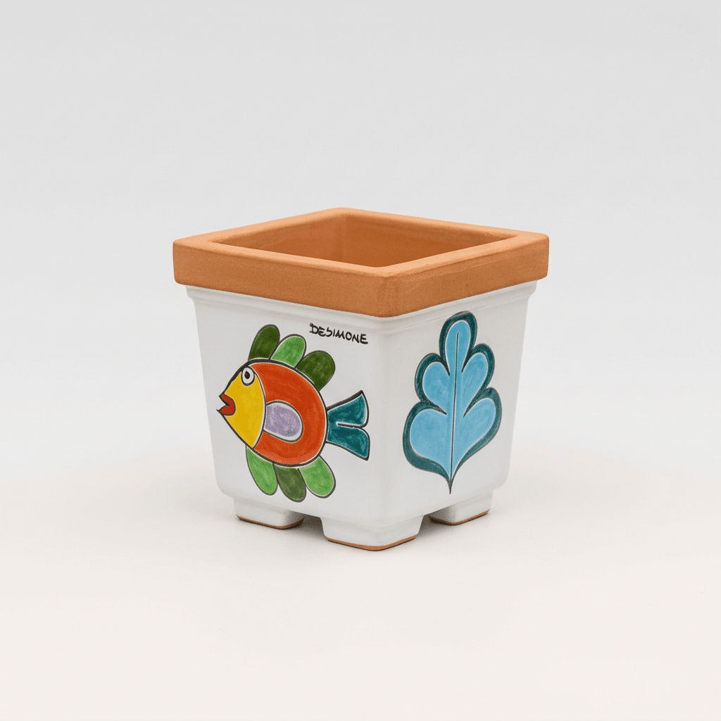 Vaso quadrato porta pianta Pesce - Sua Maestà Sicilia
